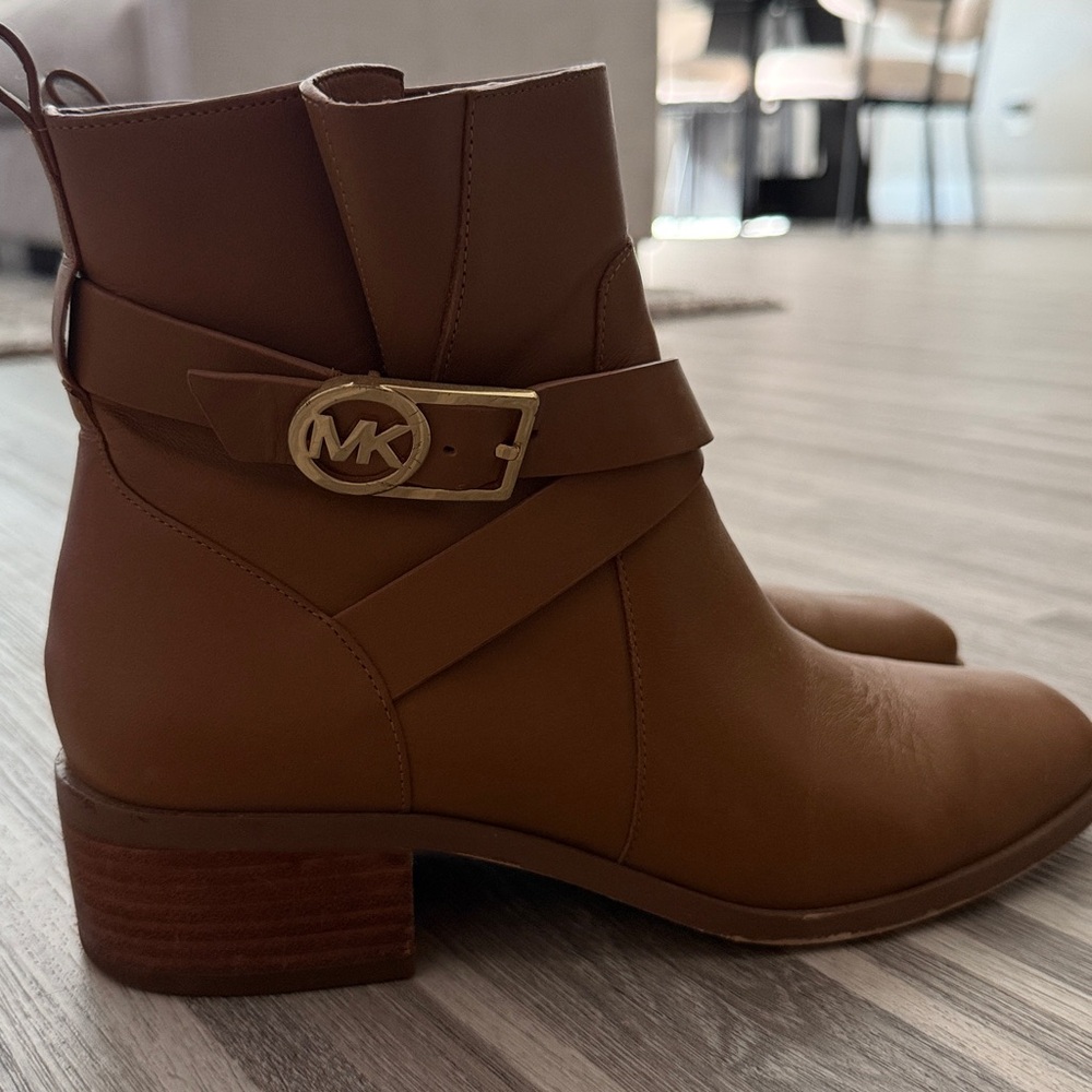 Michael Kors Brown Ankle Boots with Gold Accent